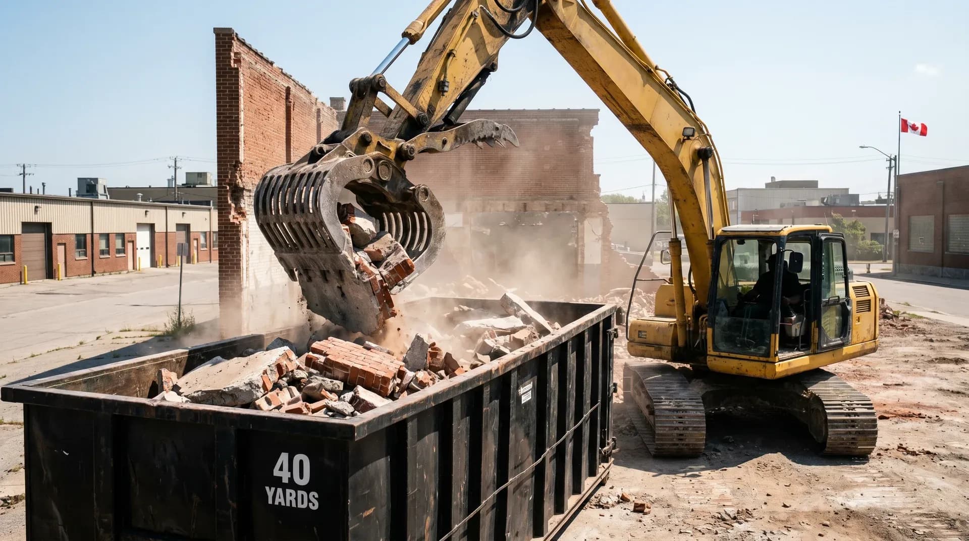 Roll-off dumpster on site in Hamilton, Ontario — Wastebins.ca