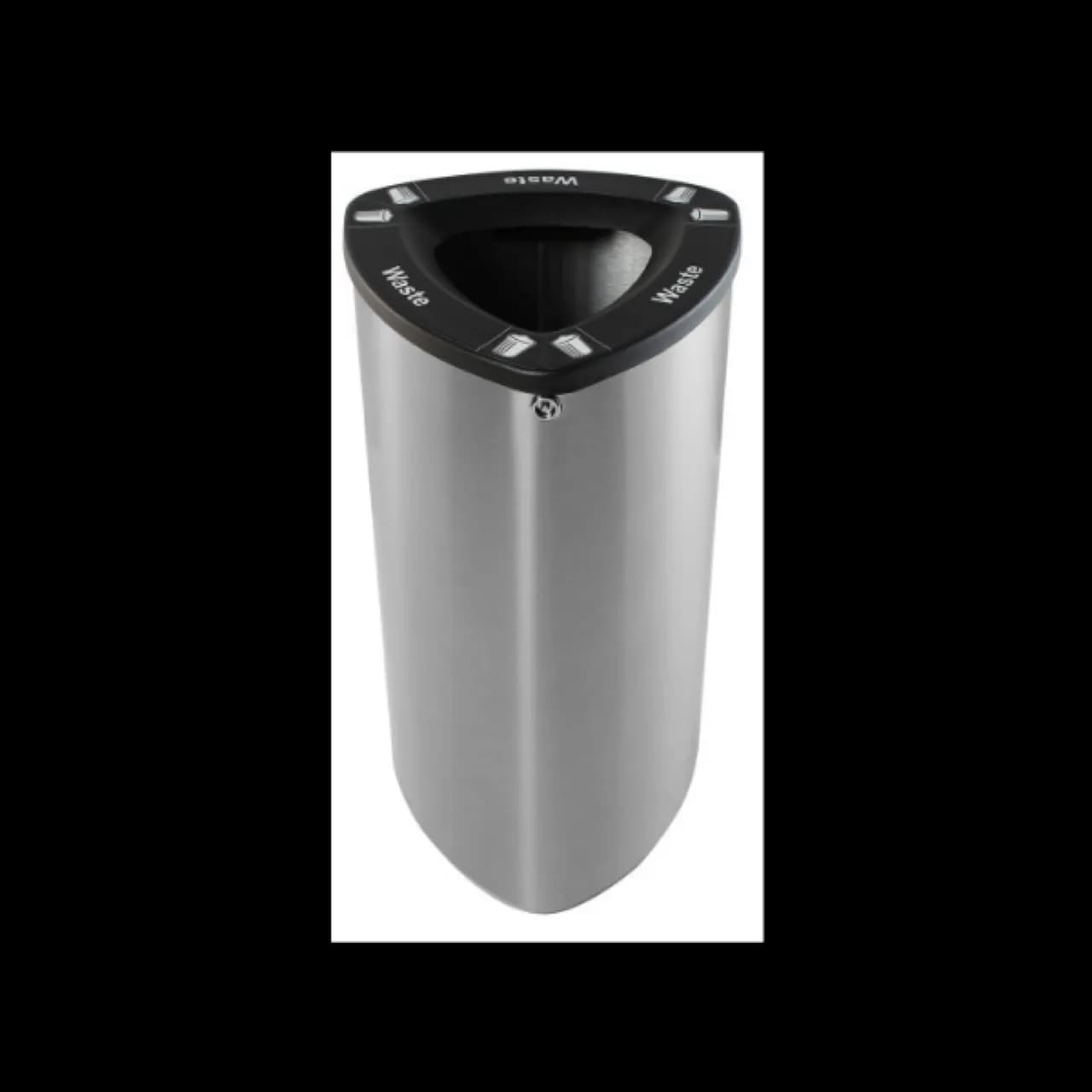 Indoor designer commercial waste receptacle — single-stream architectural unit for hotel lobby, office reception, and retail concourse